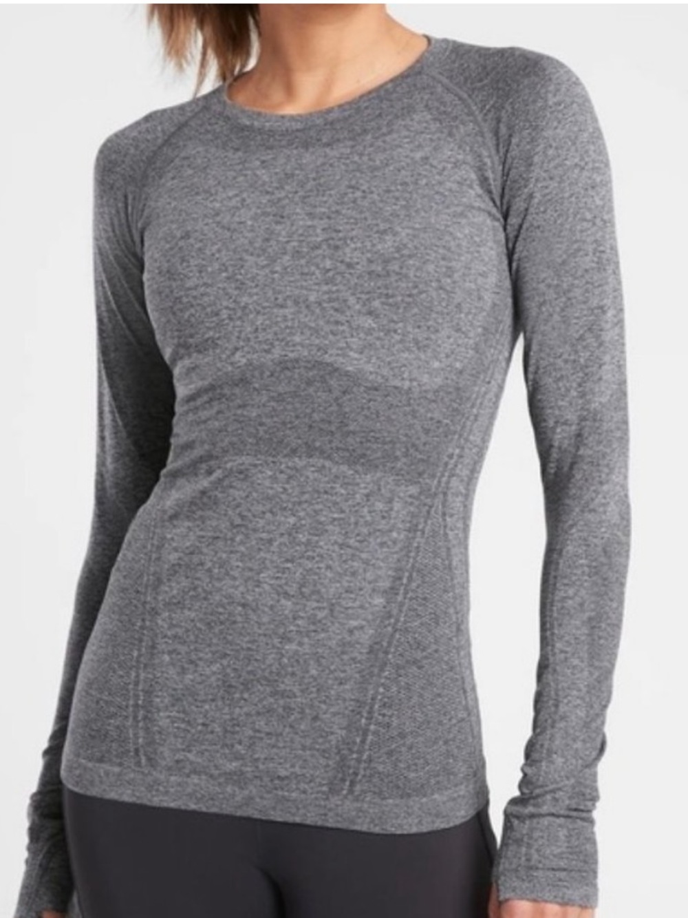 Athleta Momentum Seamless Gray Top Size L